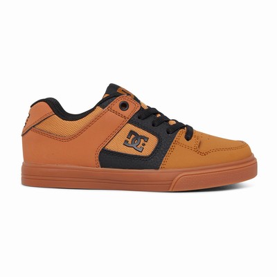 DC Pure Elastic Kid's Black/Brown Skate Shoes Australia Online BLN-628